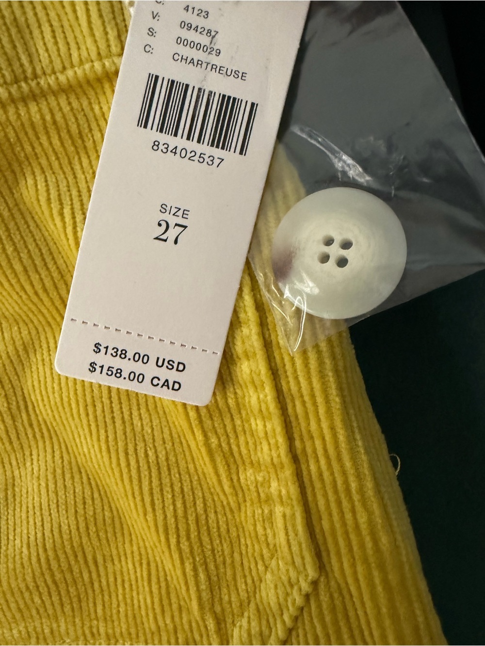 Anthropologie Maeve Collette Mustard Yellow Corduroy Wide-Leg Cropped Pants - Picture 3 of 4